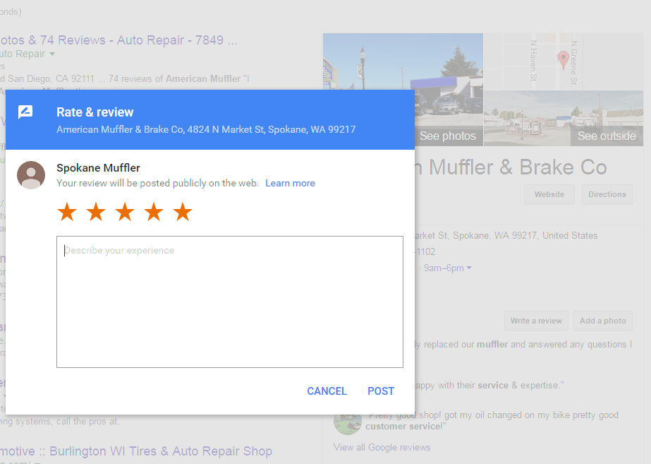Google Review Help. Trying to review our business with a Google Account.